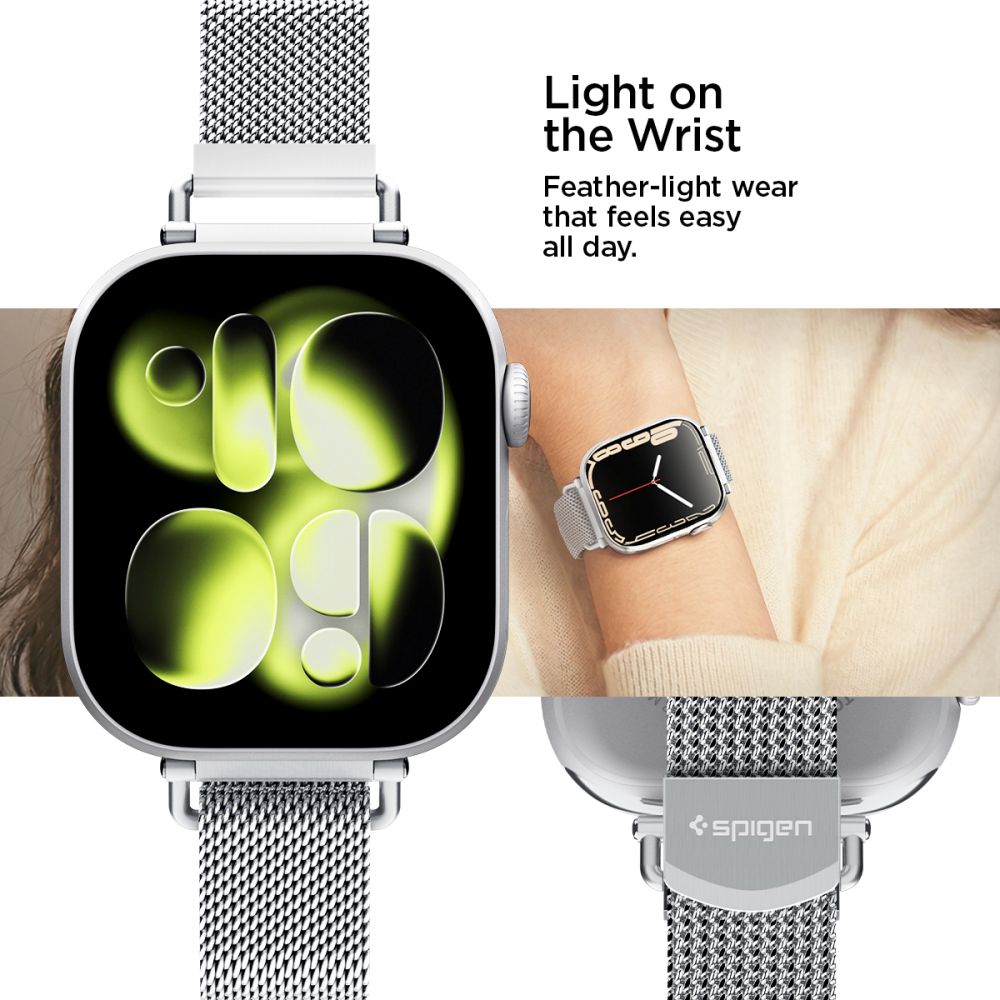 Spigen WBM4 rem til Apple Watch (40 / 41 / 42 mm) - Sølv