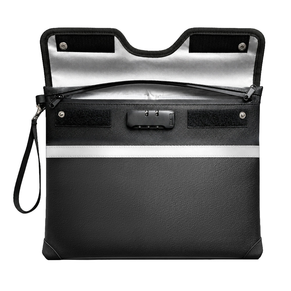 OTN-38 RFID Fireproof Document Bag with Combination Lock 37.5 x 29.5 cm - Black