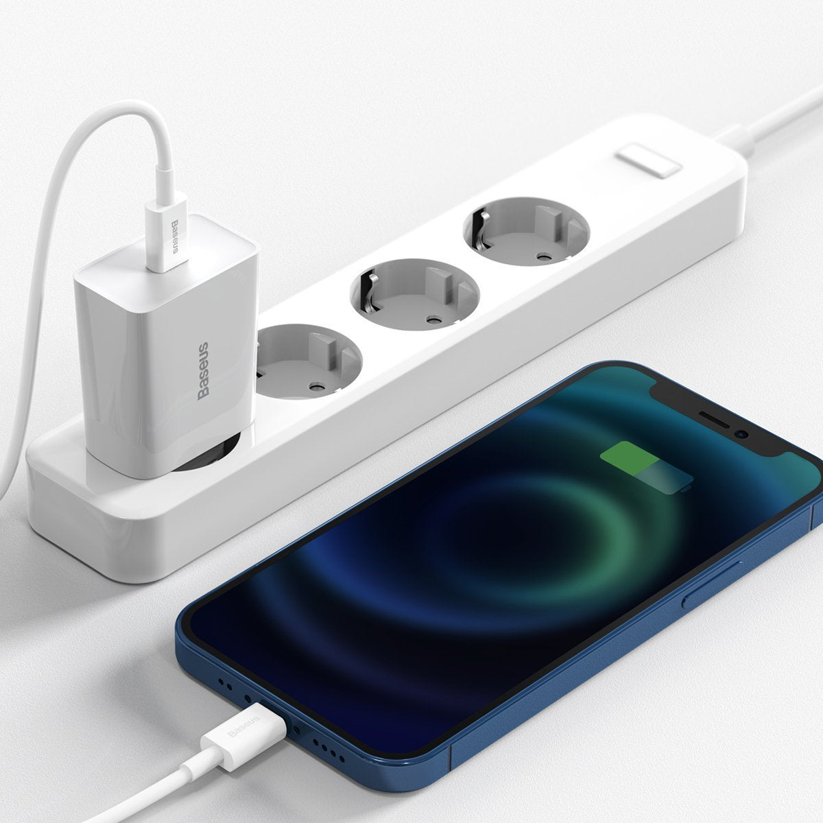 Baseus Speed Mini hurtigoplader, USB-C, PD, 3A, 20W (hvid)