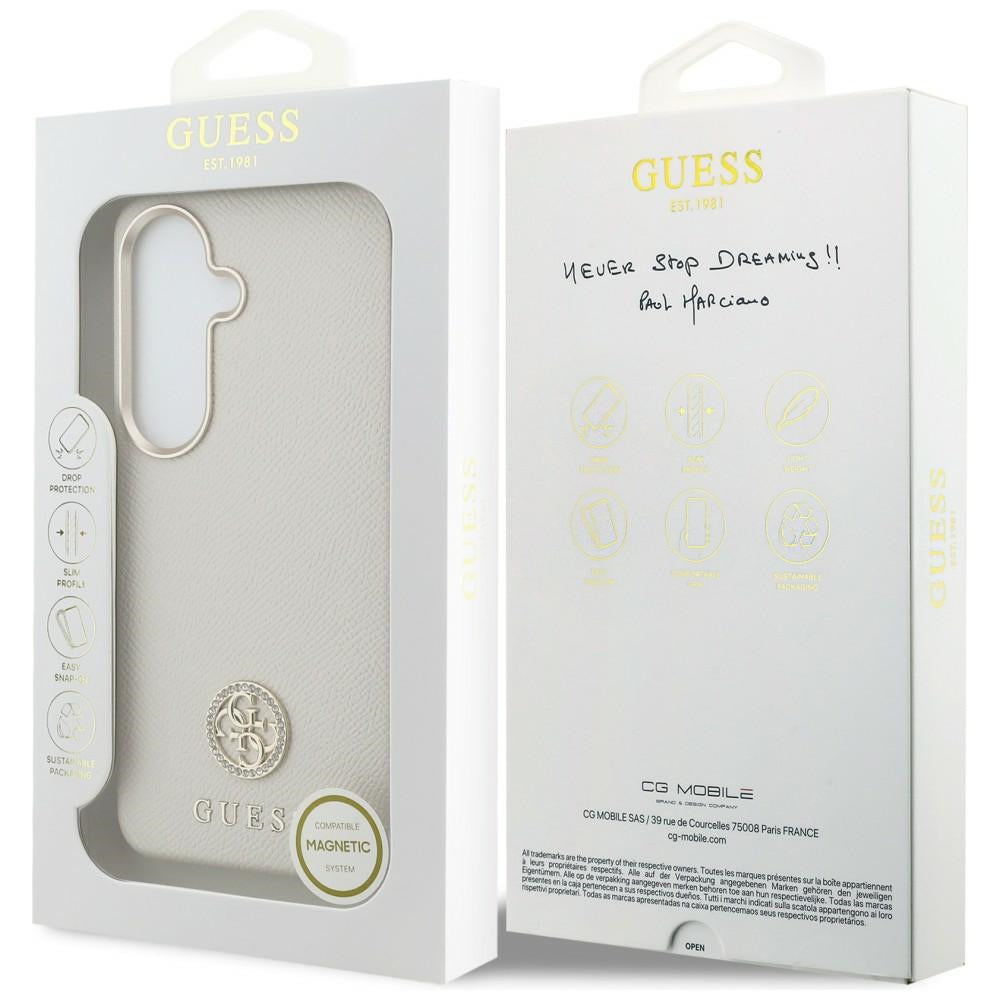 Guess Rhinestone Round Logo MagSafe Case til Samsung Galaxy S26+ - Beige
