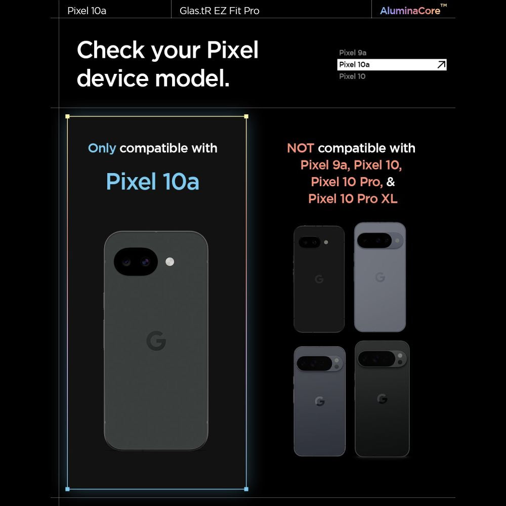 Spigen Glas.tR EZ Fit Pro 2-pakke af skærmbeskytter af hærdet glas til Google Pixel 10A