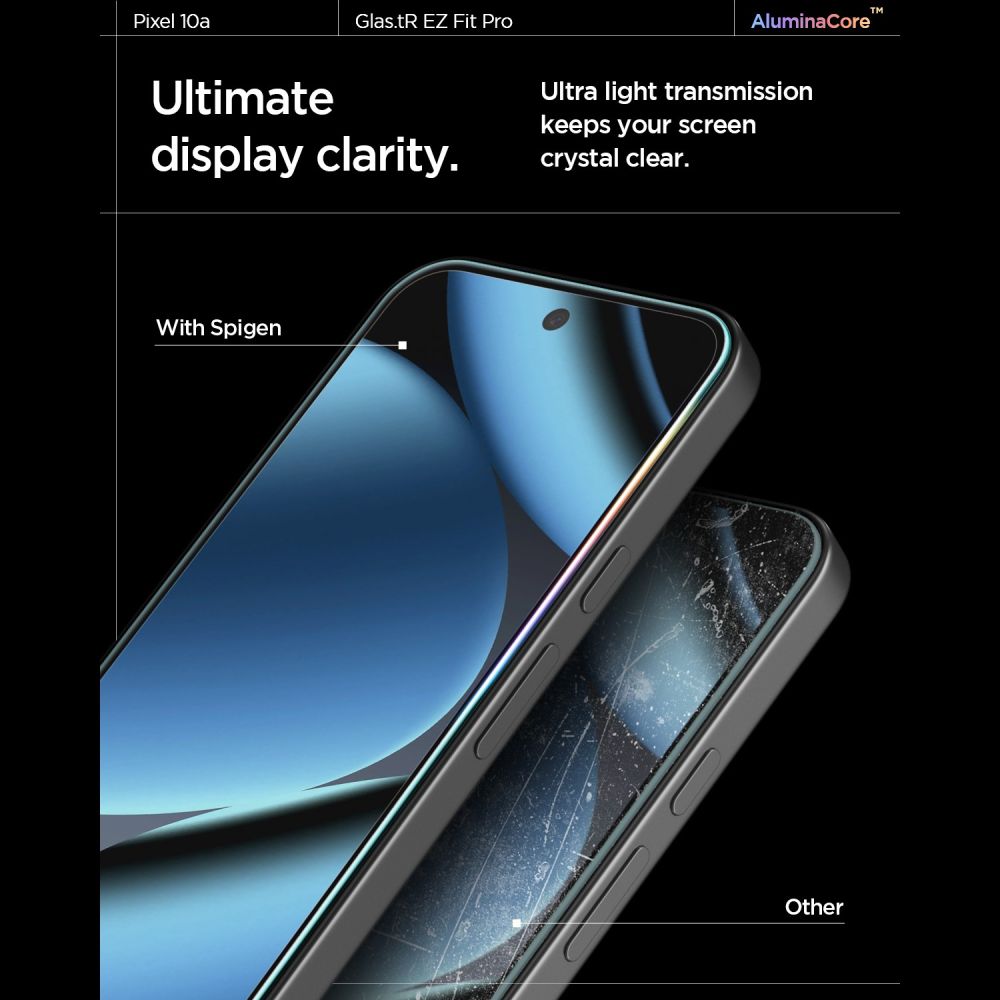 Spigen Glas.tR EZ Fit Pro 2-pakke af skærmbeskytter af hærdet glas til Google Pixel 10A