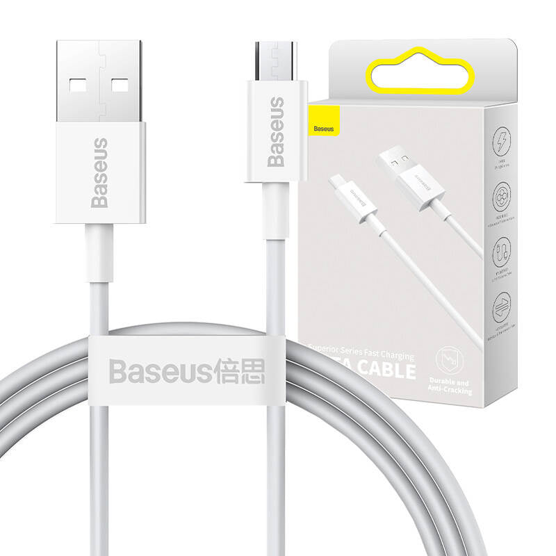 Baseus Superior-serien Kabel USB til micro USB, 2A, 1m (hvid)