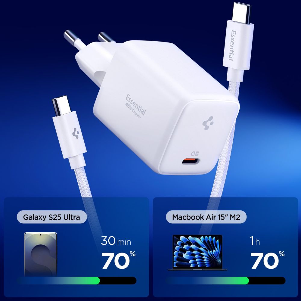 Spigen EE451EU Essential USB-C 45W Wall Charger - hvid