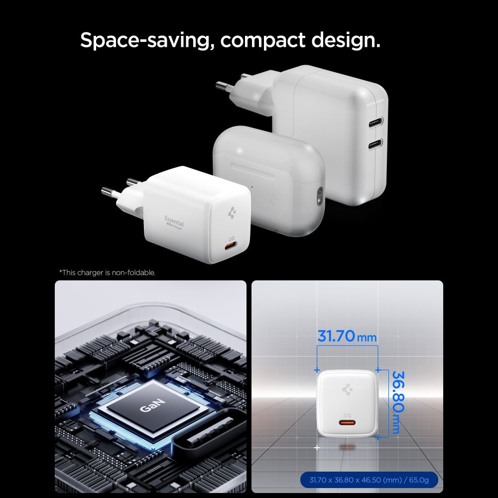 Spigen EE451EU Essential USB-C 45W Wall Charger - hvid