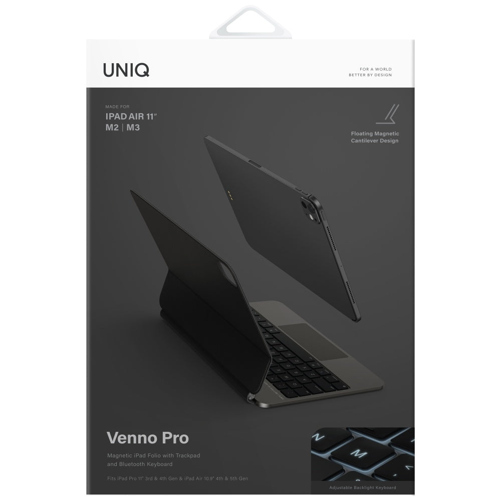 Uniq Venno Pro Magnetic Smart Case med tastatur til iPad 11" A16 (2025) / iPad 10.9" (2022) - sort