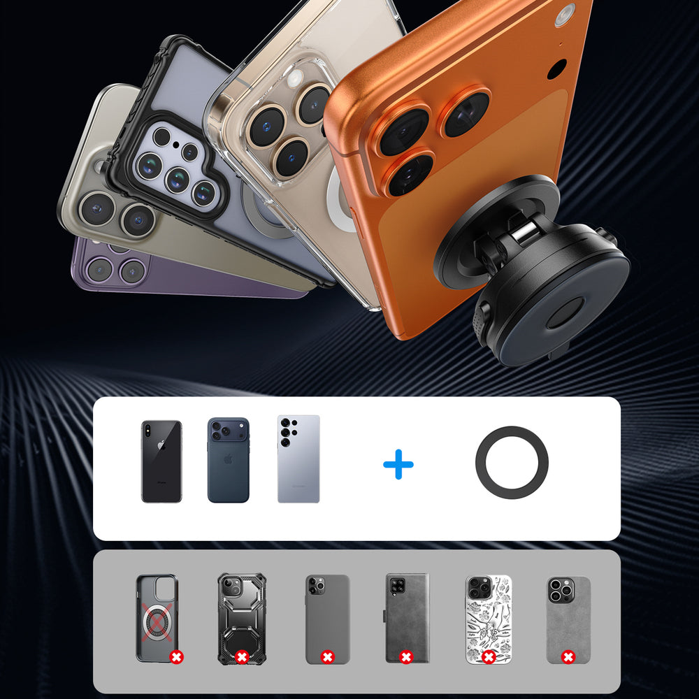 Joyroom JR-ZS51 magnetisk bilholder med sugekop til forrude eller instrumentbræt - sort
