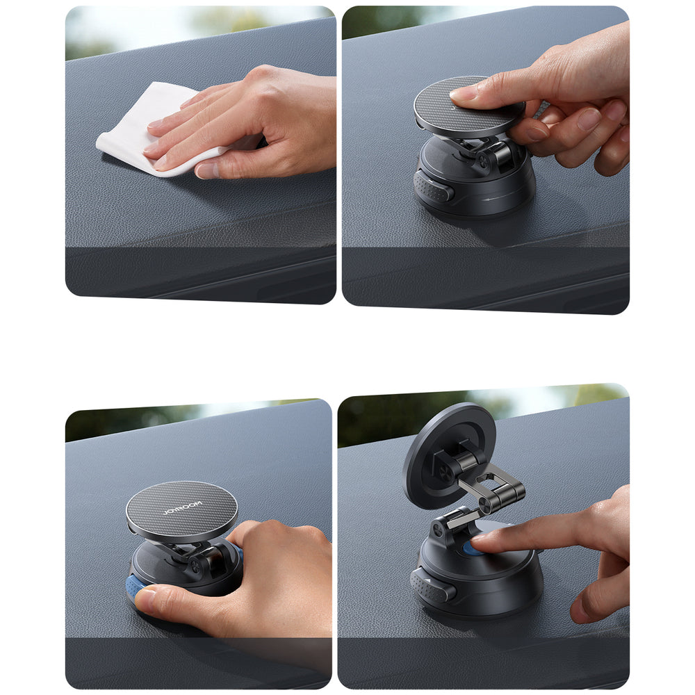 Joyroom JR-ZS51 magnetisk bilholder med sugekop til forrude eller instrumentbræt - sort