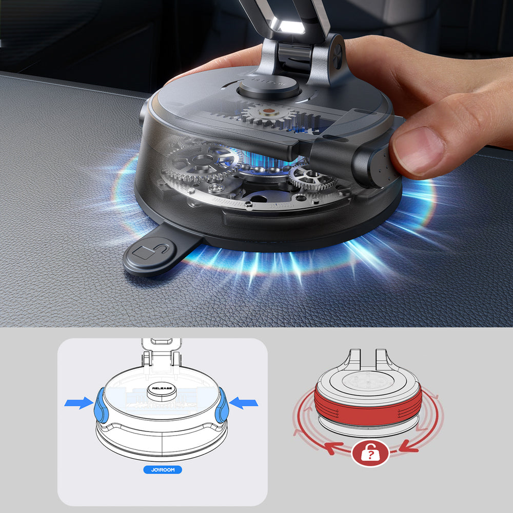 Joyroom JR-ZS51 magnetisk bilholder med sugekop til forrude eller instrumentbræt - sort