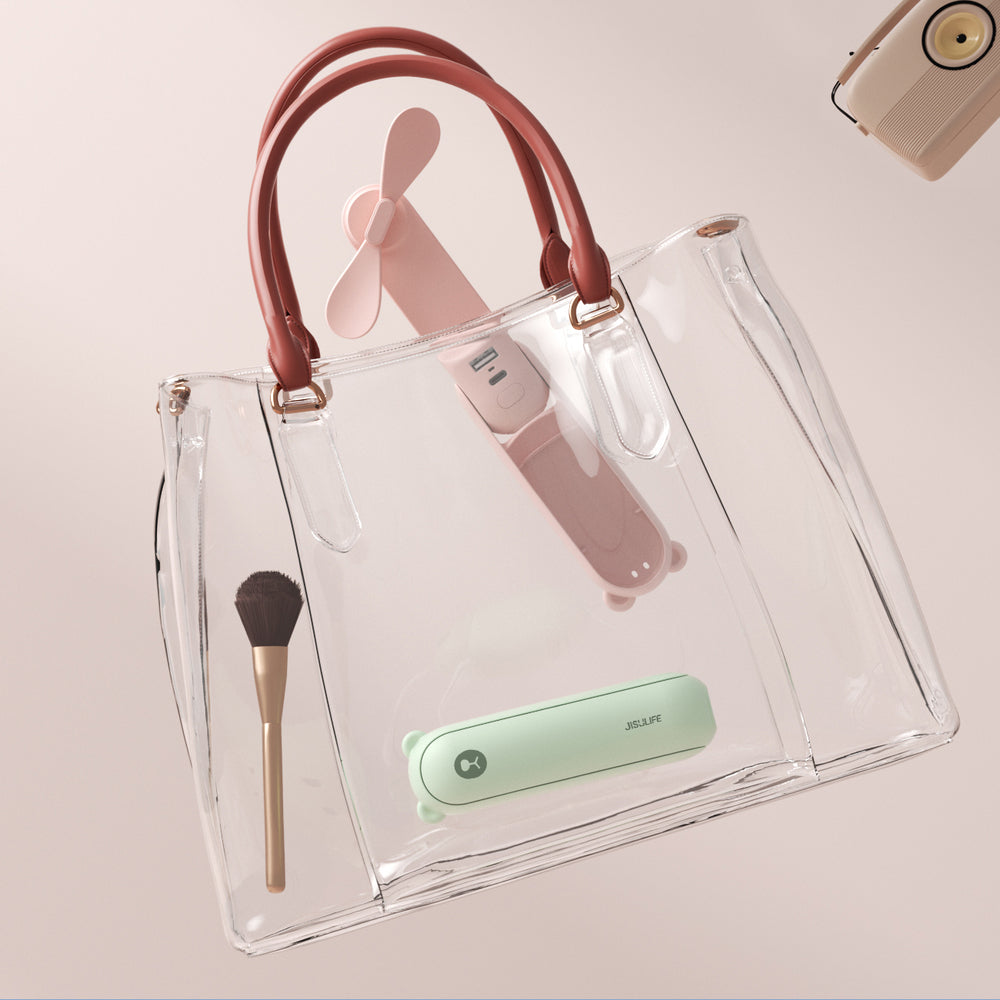 Jisulife håndholdt ventilator Life8 Mini Portable USB-ventilator med 2000mAh Power Bank og lommelygte - Grøn