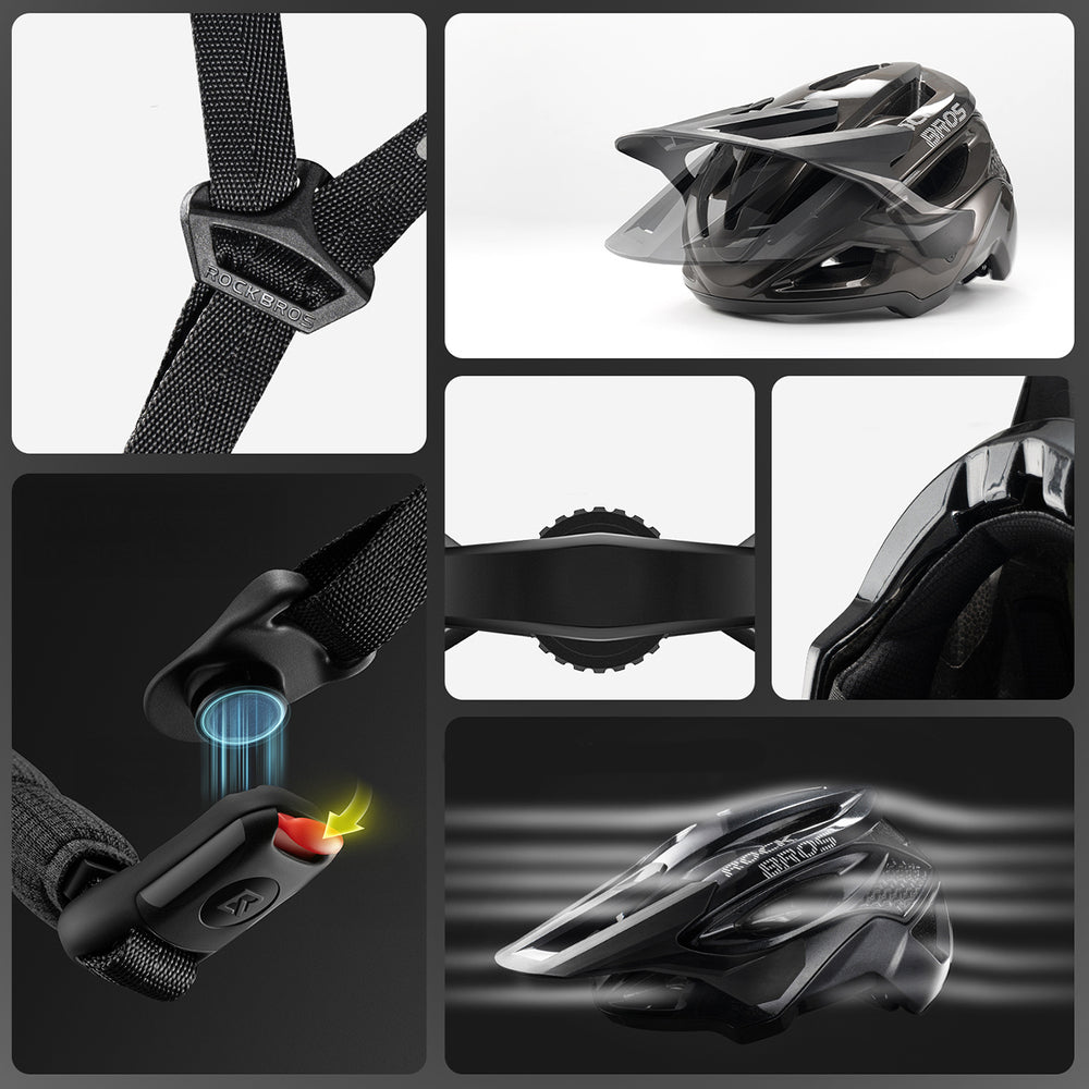Rockbros LK-99 Mountain Bike Helmet with Adjustable Visor and Magnetic Closure 58-62 cm - Titanium