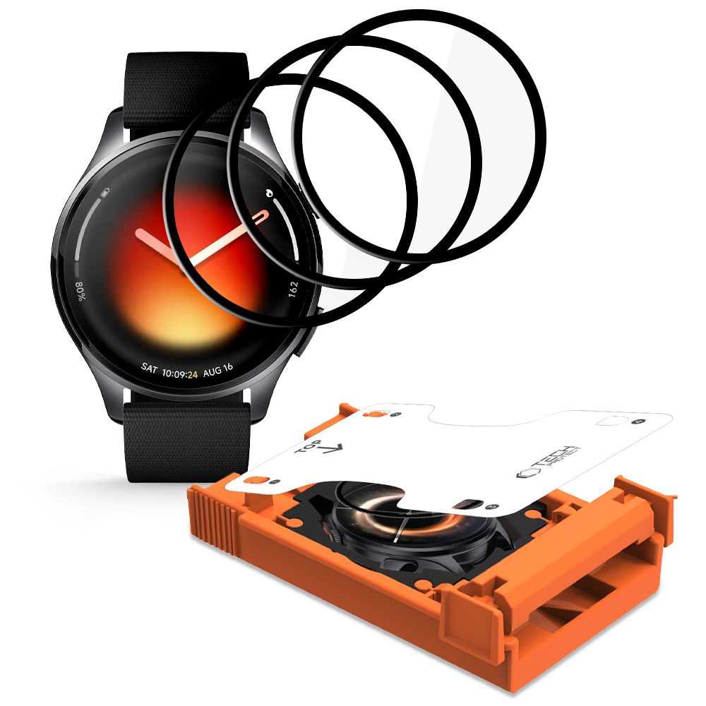Tech-Protect Easy Set Flex+ 3-pack Hybrid Glass til Xiaomi Watch 5 - sort