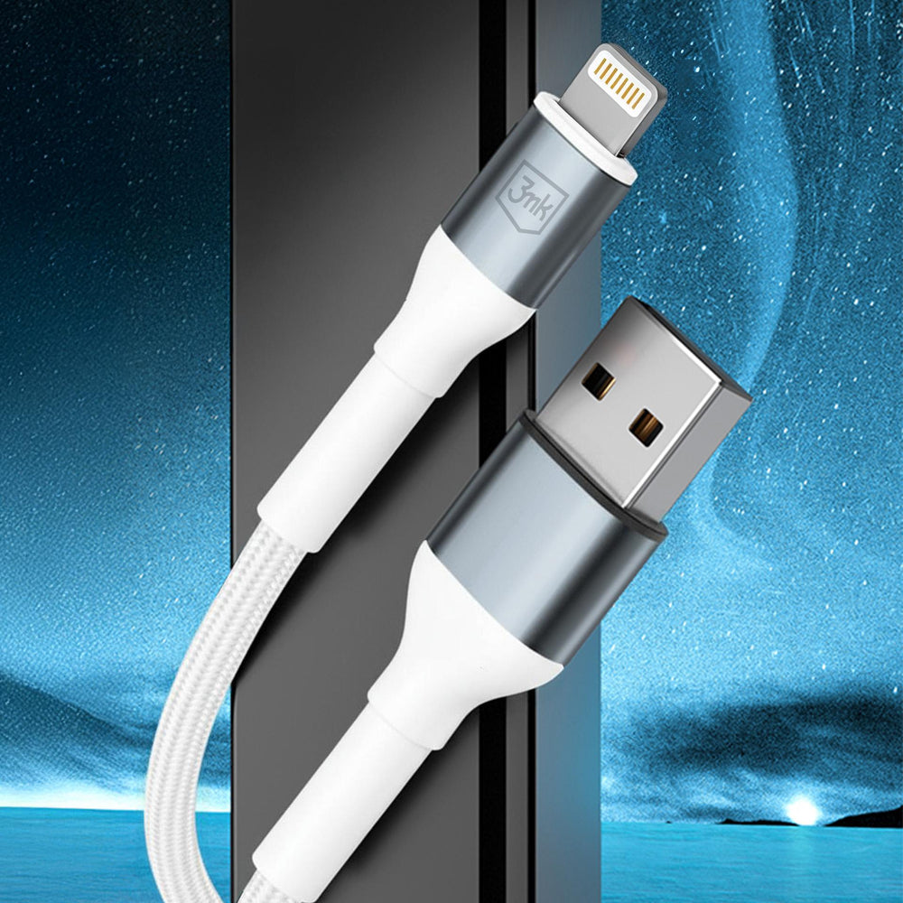 3mk Hyper Cable N-SERIES USB-A / Lightning 1m QC 3.0 5V/2.4A 12W - hvid