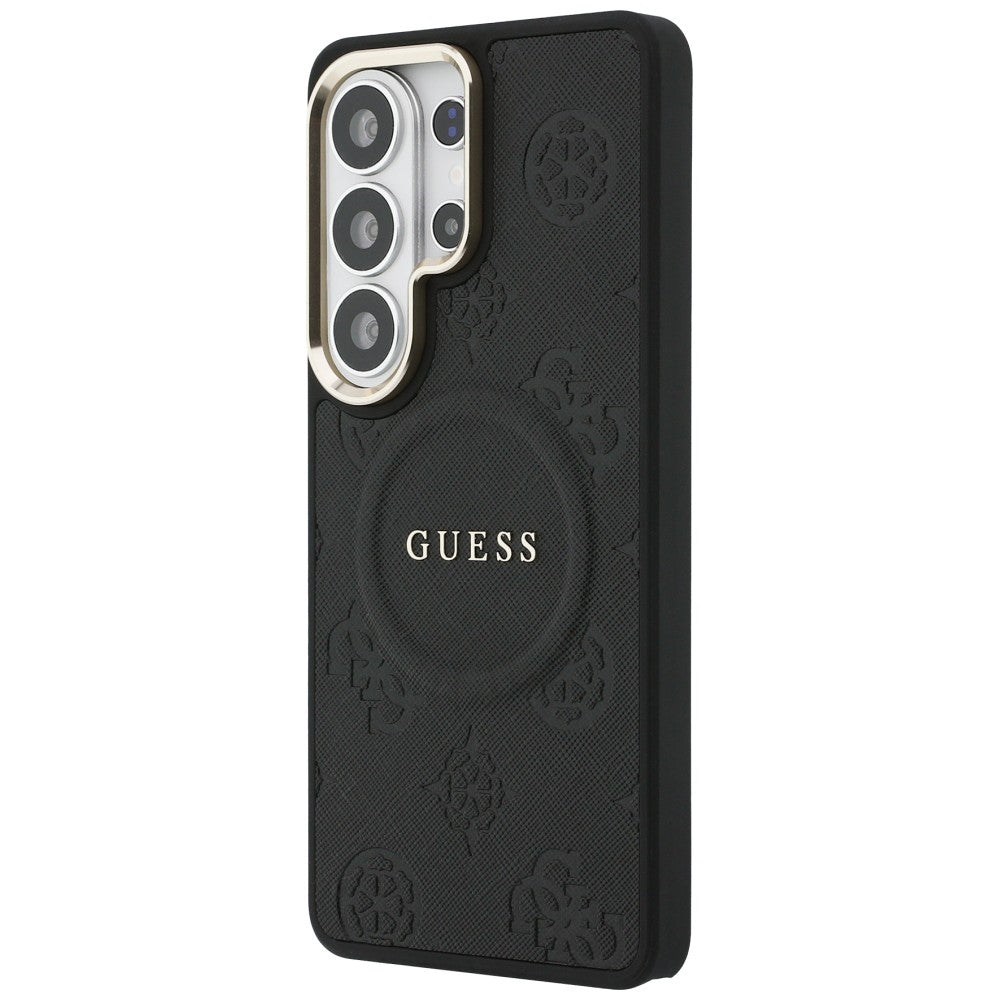 Guess Saffiano Peony Embossed Ring MagSafe Case til Samsung Galaxy S26 Ultra - sort