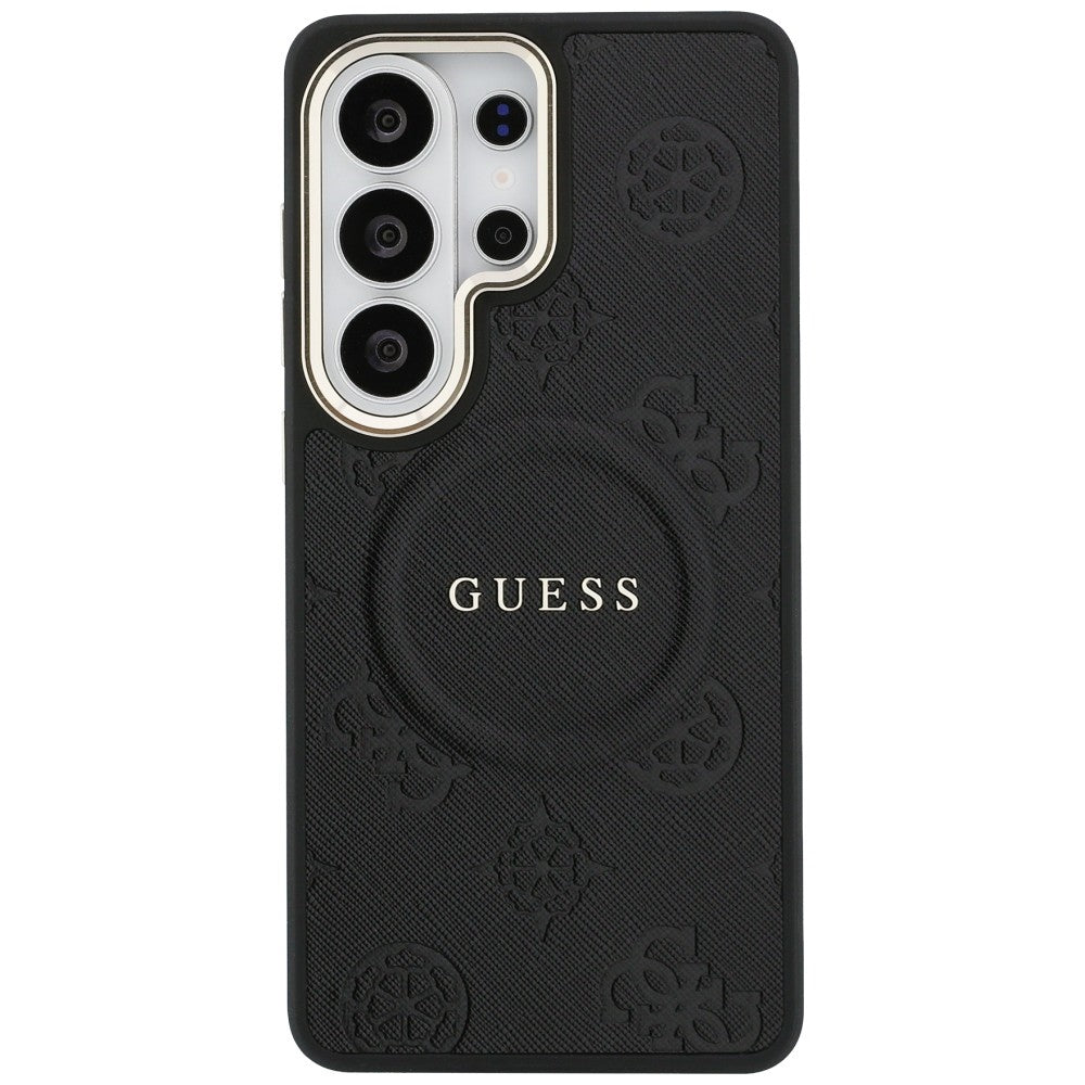 Guess Saffiano Peony Embossed Ring MagSafe Case til Samsung Galaxy S26 Ultra - sort