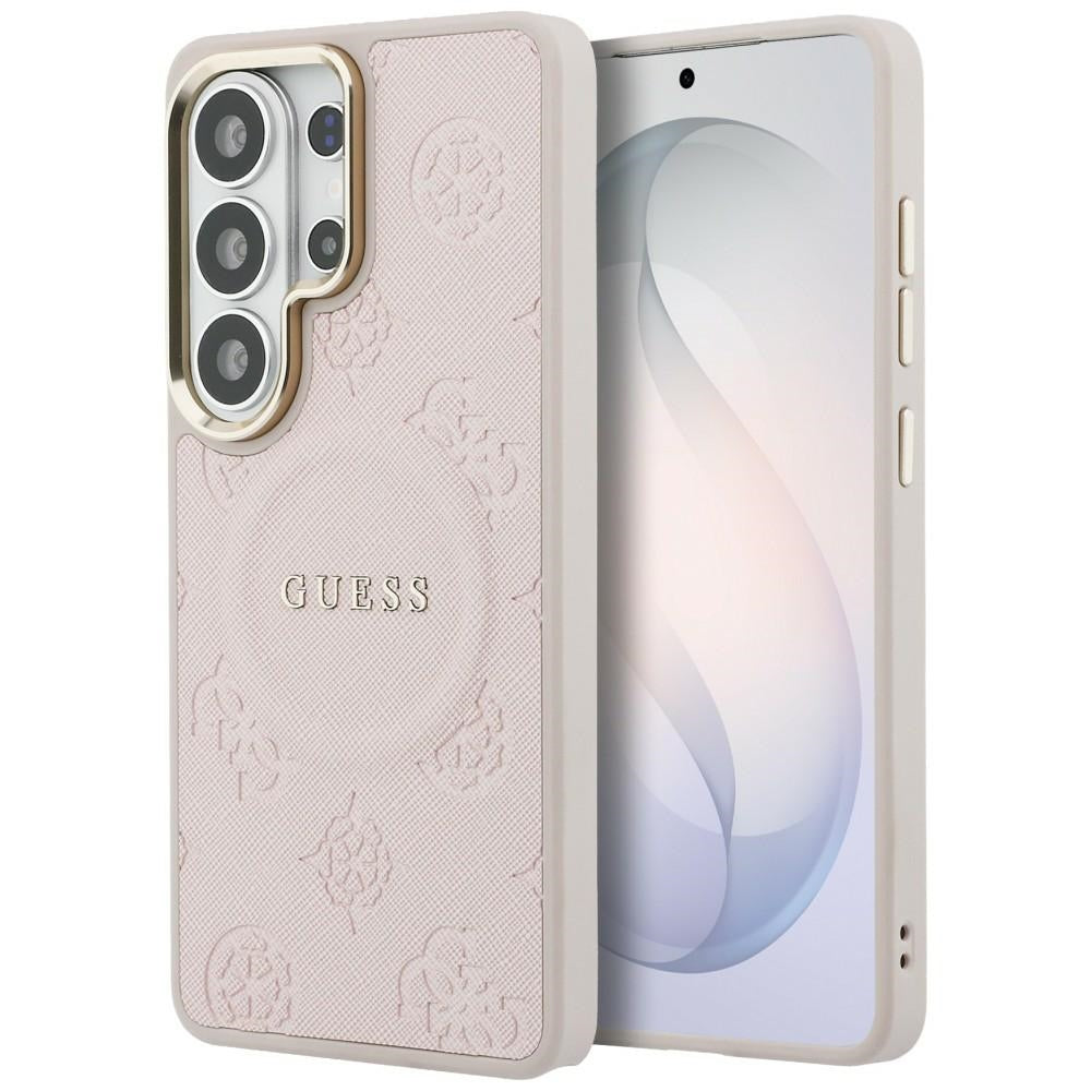 Guess Saffiano Peony Embossed Ring MagSafe Case til Samsung Galaxy S26 Ultra - Pink