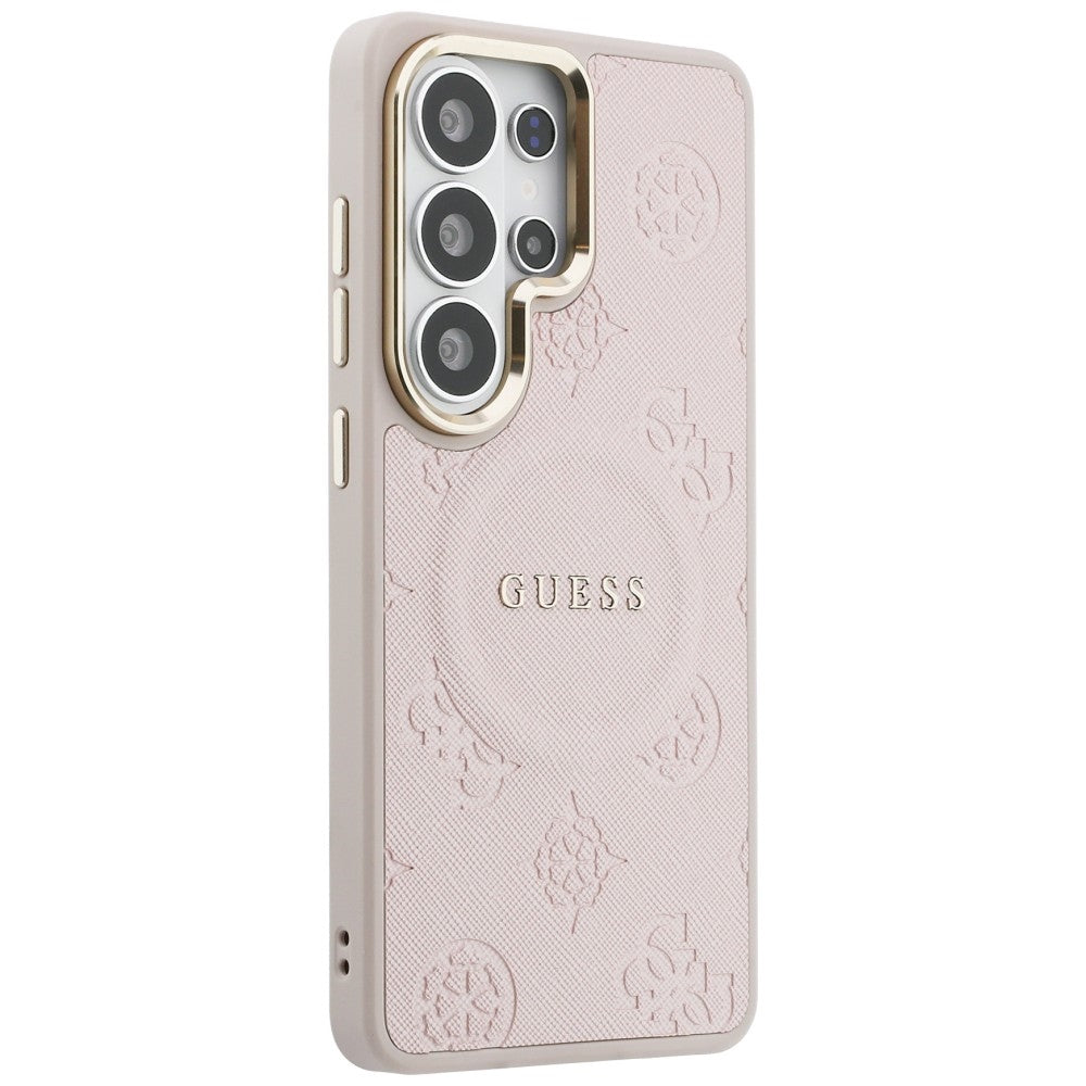 Guess Saffiano Peony Embossed Ring MagSafe Case til Samsung Galaxy S26 Ultra - Pink