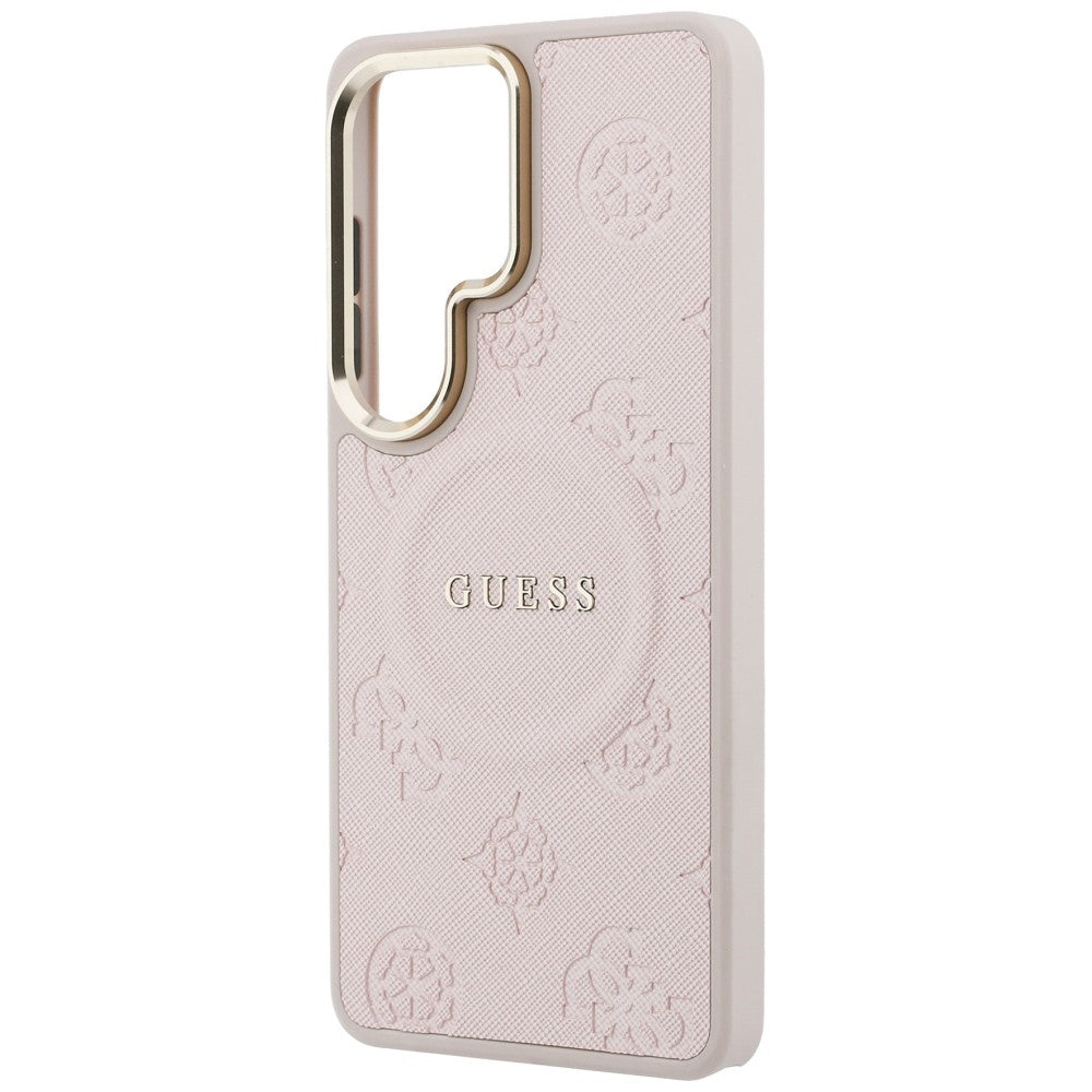 Guess Saffiano Peony Embossed Ring MagSafe Case til Samsung Galaxy S26 Ultra - Pink