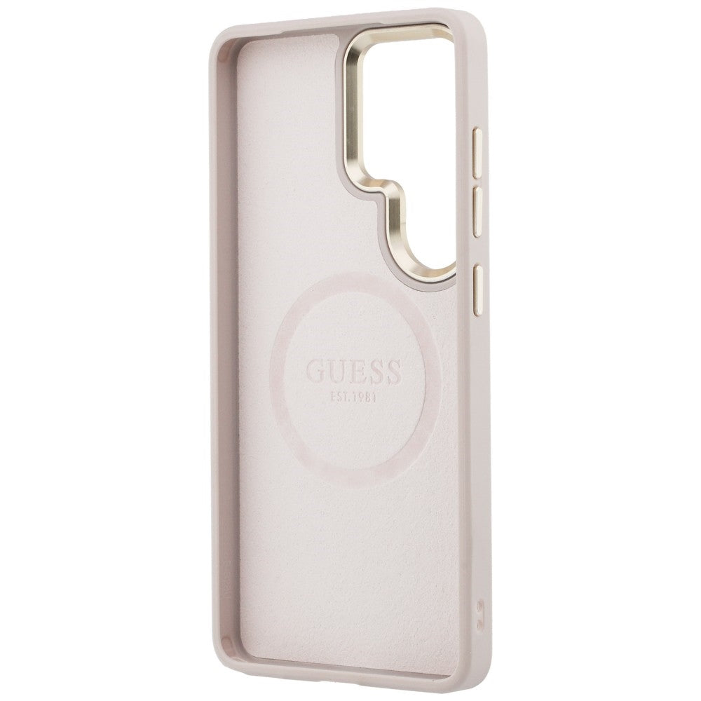 Guess Saffiano Peony Embossed Ring MagSafe Case til Samsung Galaxy S26 Ultra - Pink