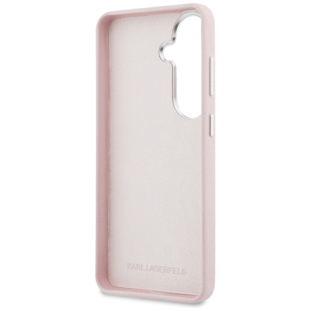 Karl Lagerfeld Grained Signature Metal Resin Logo Case til Samsung Galaxy S26 - Pink
