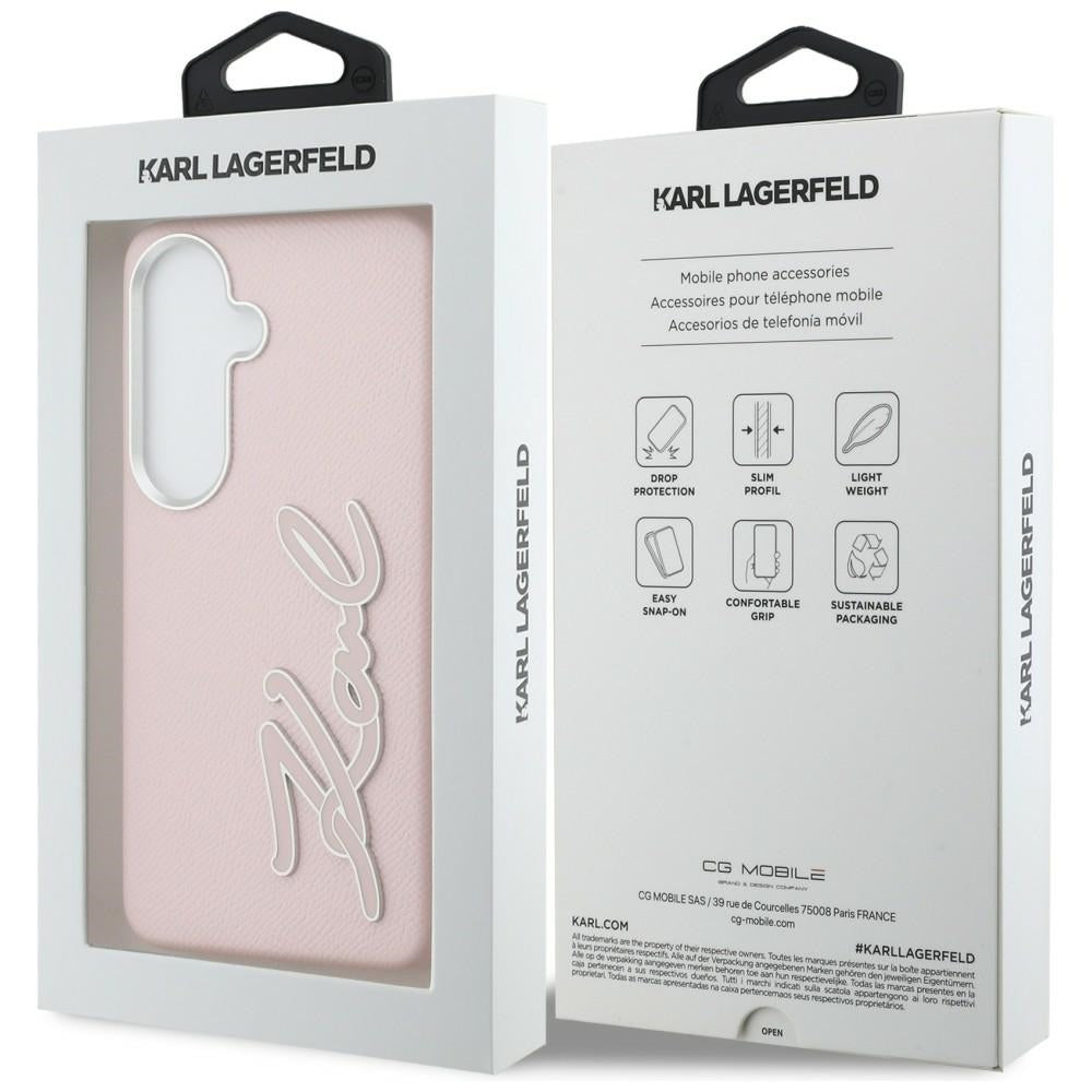 Karl Lagerfeld Grained Signature Metal Resin Logo Case til Samsung Galaxy S26 - Pink