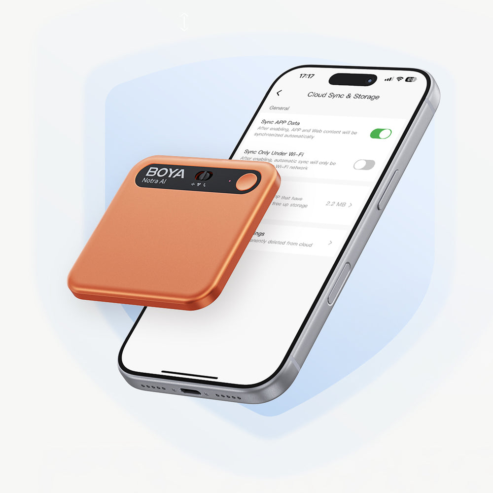BOYA Notra Voice Recorder med AI Transcription - Orange