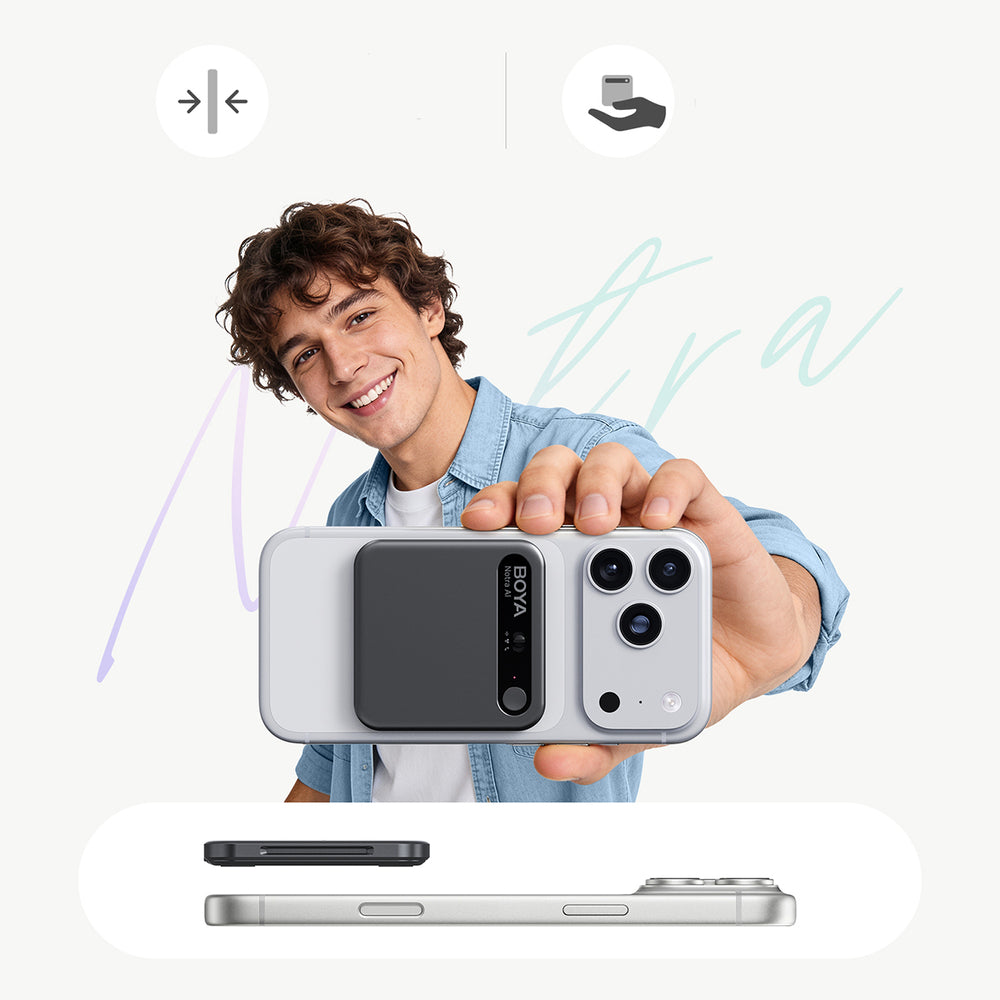 BOYA Notra Voice Recorder med AI Transcription - sort