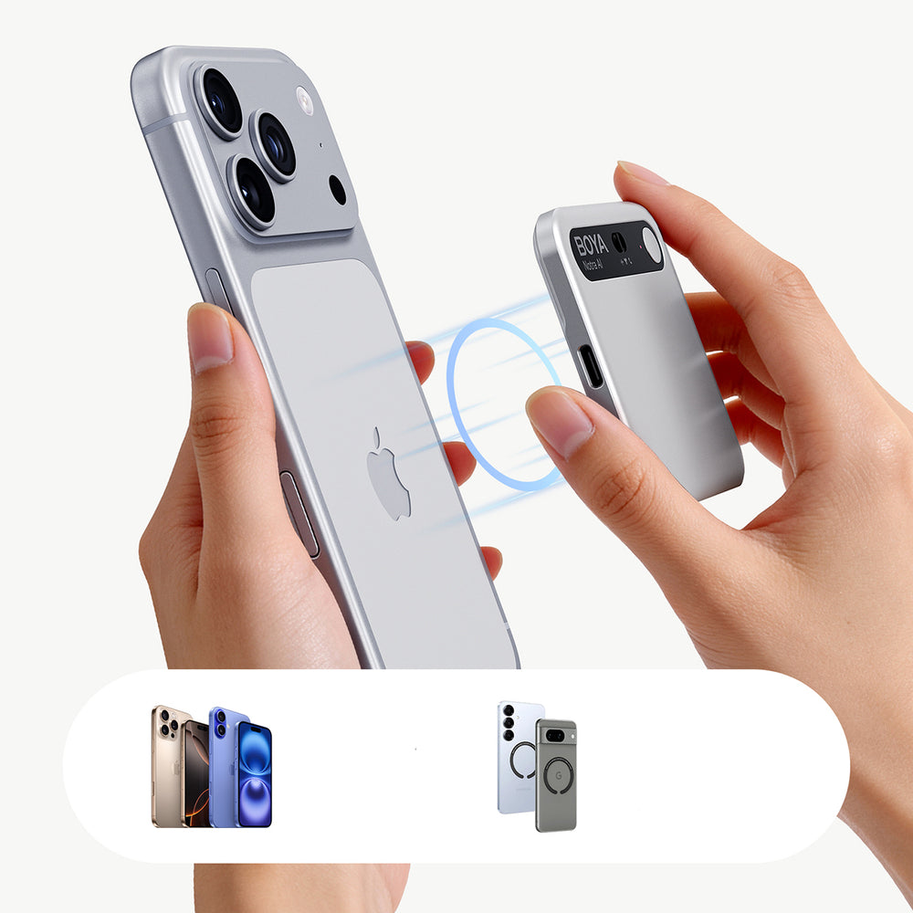 BOYA Notra Voice Recorder med AI Transcription - Sølv
