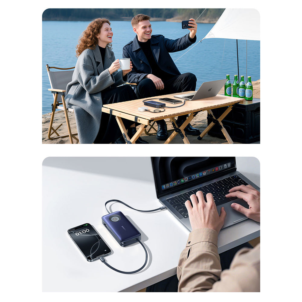 Baseus EnerCore CR11 20000mAh 100W Power Bank with Retractable USB-C Cable - Black