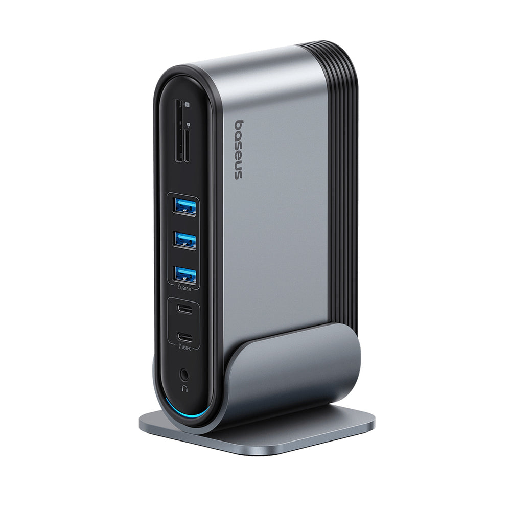 Baseus UnionJoy USB-C Docking Station 2xHDMI4K@60Hz 1xDP4K@60Hz 3xUSB-A3.0 2xUSB-C3.0 2xUSB-A2.0 1xRJ45 PD PC 1xSD+TF 1x3.5mm minijack - gray