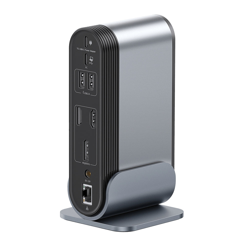 Baseus UnionJoy USB-C Docking Station 2xHDMI4K@60Hz 1xDP4K@60Hz 3xUSB-A3.0 2xUSB-C3.0 2xUSB-A2.0 1xRJ45 PD PC 1xSD+TF 1x3.5mm minijack - gray