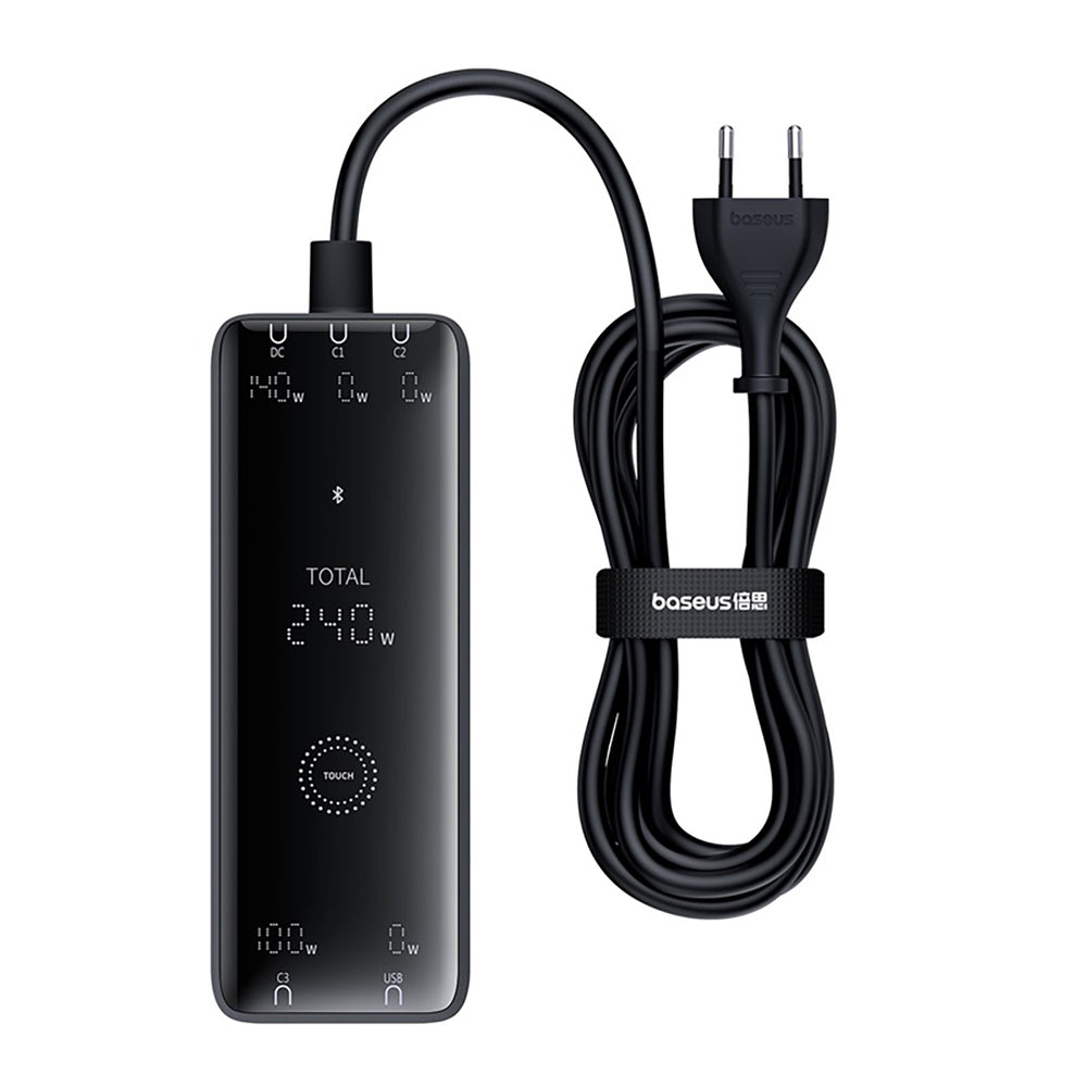 Baseus Digital GaN 3xUSB-C 1xUSB-A 240W Wall Charger with Power Cable - Black