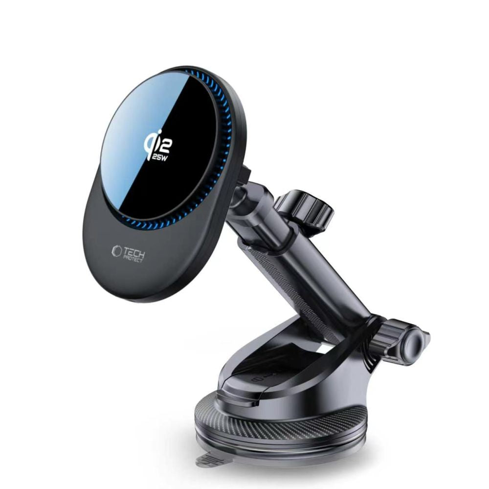 Tech-Protect V21 MagSafe Car Holder med 25W QI2.2 Induktiv oplader til cockpit/vindruder/luftventil - sort