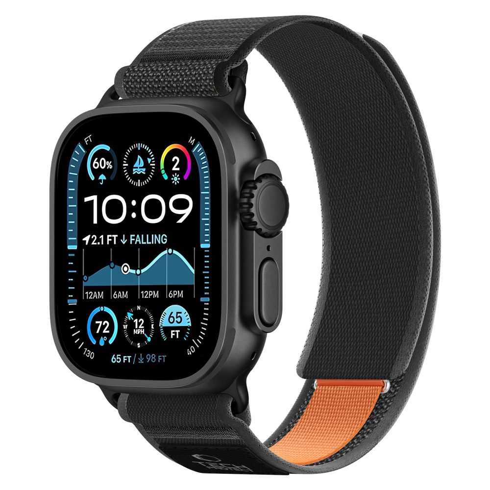 Tech-Protect Nylon Elite Strap til Apple Watch 44 / 45 / 46 / 49 mm - sort og orange