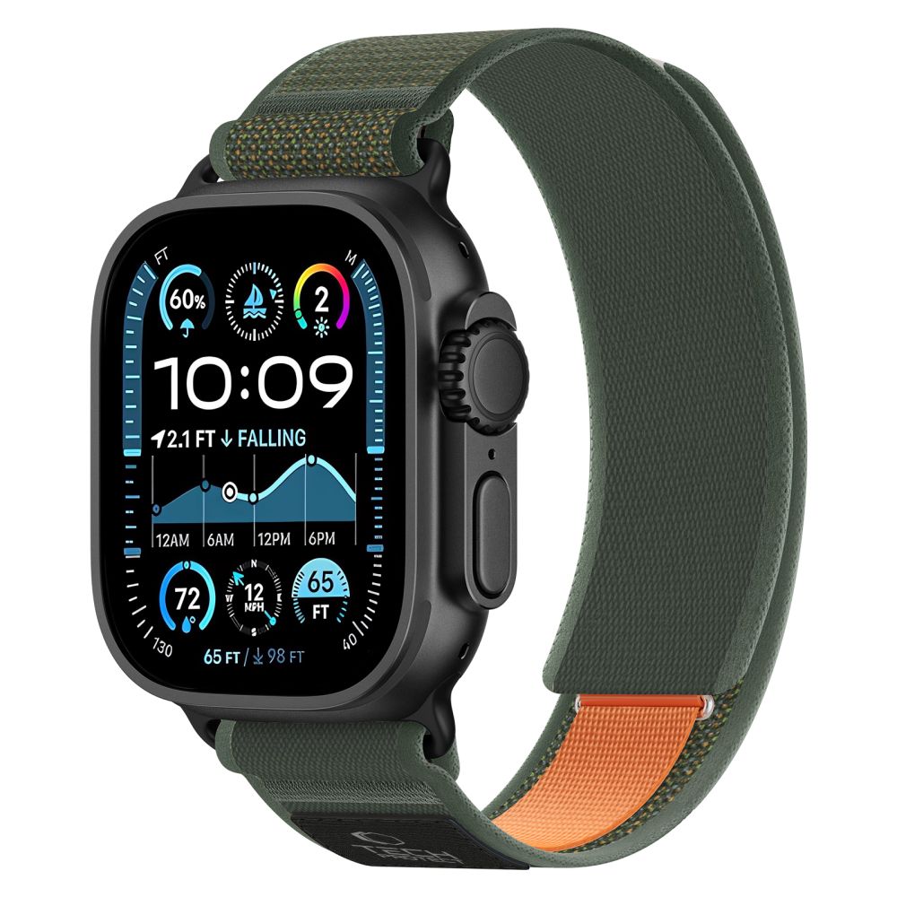 Tech-Protect Nylon Elite Strap til Apple Watch 44/45/46/49 mm - Grøn/Orange