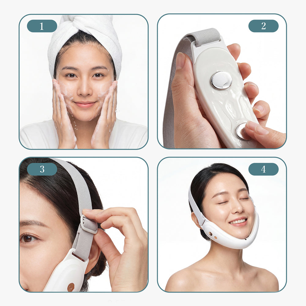 Belleskin by MAXGROOM M-170 EMS LED Face and Chin Massager - White