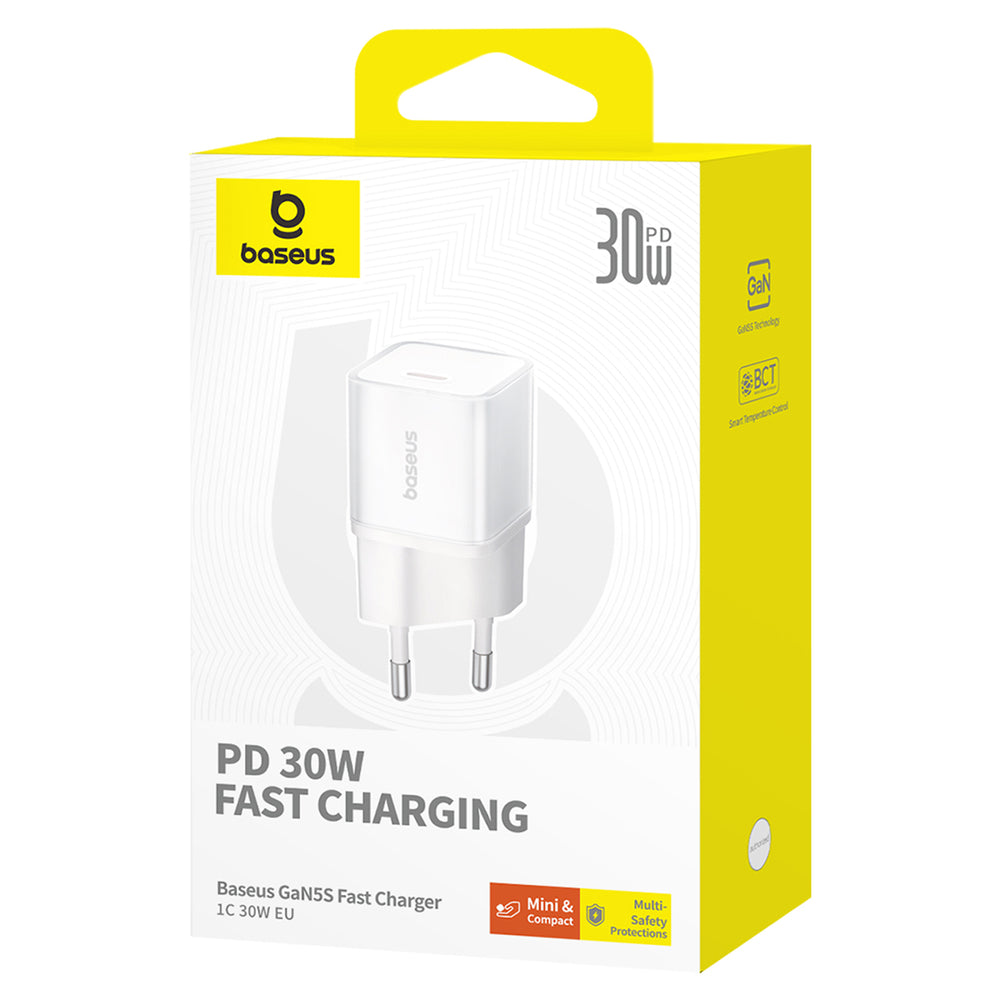 Baseus GaN5S 30W EU USB-C Wall Charger - White