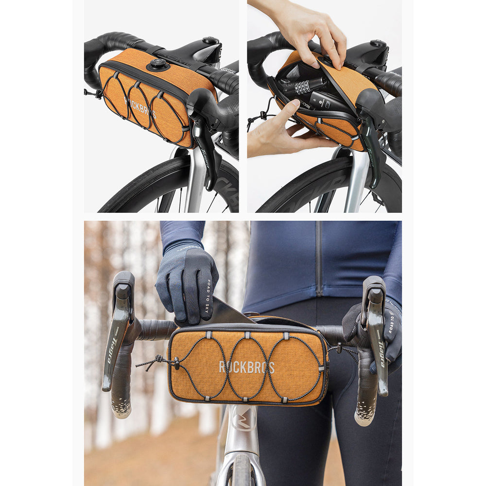 Rockbros TL001 ROAD TO SKY 1.9L Handlebar Bike Bag Waterproof - Orange