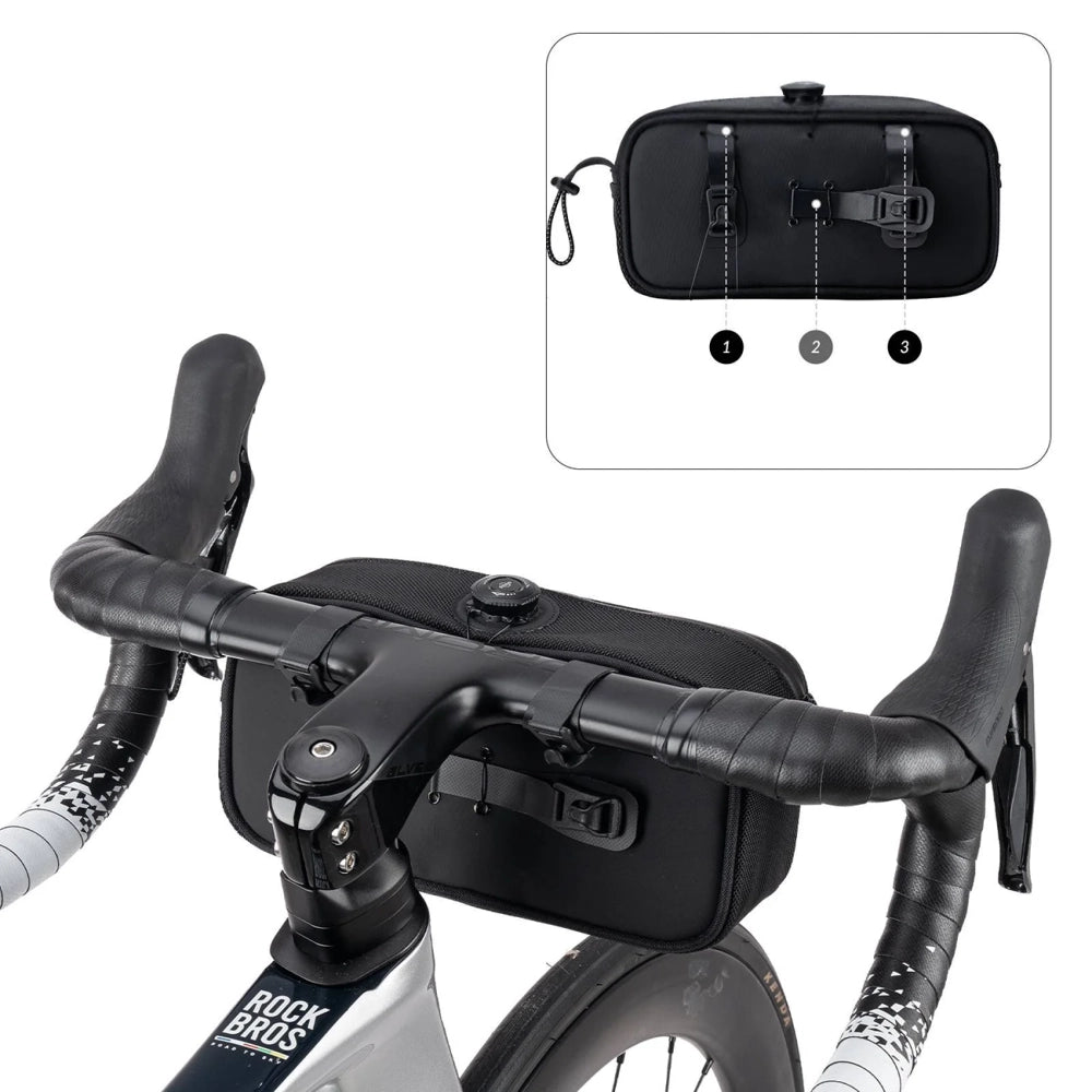 Rockbros TL001 ROAD TO SKY 1.9L Waterproof Handlebar Bike Bag - Black