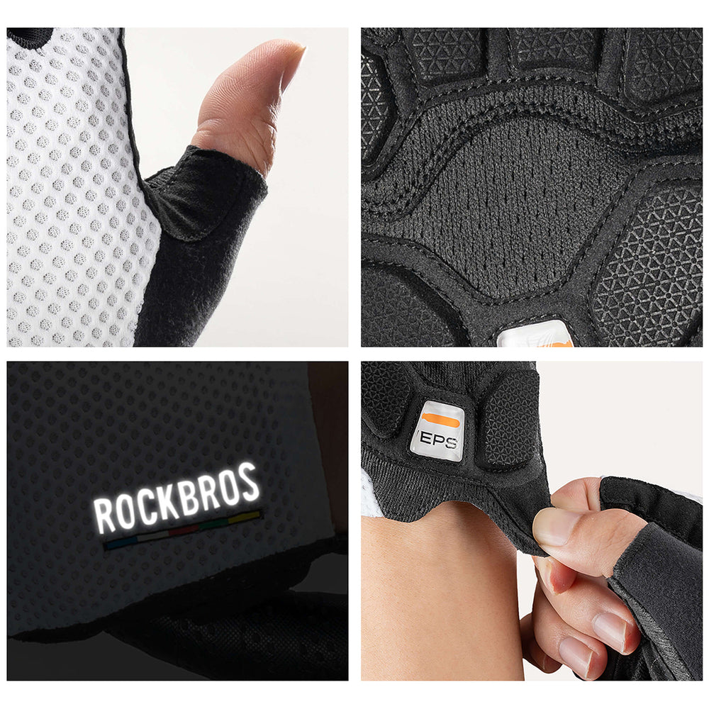 Rockbros TLS004 ROAD TO SKY Kort støddæmpende cykelhandsker S - hvid