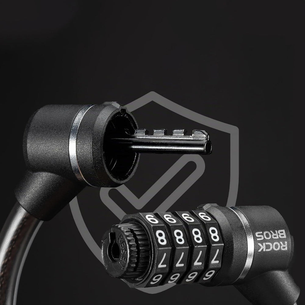 Rockbros 87639-4 bicycle lock with code and steel cable - black
