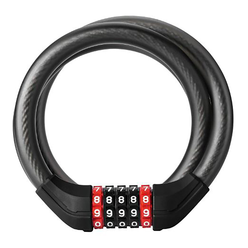 Rockbros RKS531 bicycle lock with 5-digit code, steel cable, 120 cm, with LED lighting - black