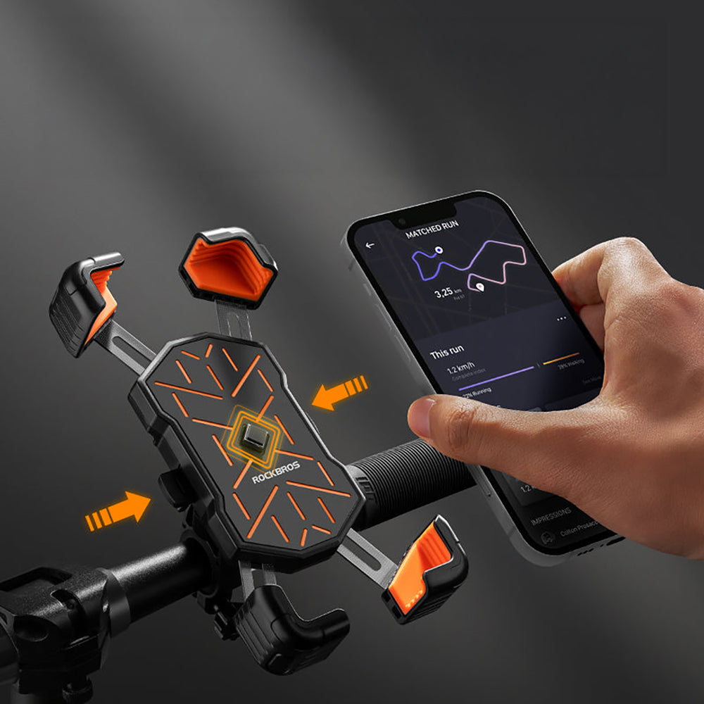 Rockbros HW-117 Handlebar Clamp Phone Holder - Black and Orange