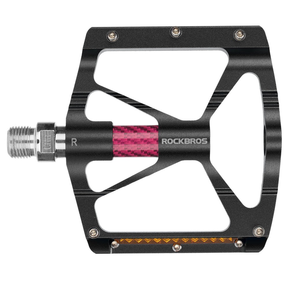 Rockbros K307PT Aluminum Reflective Platform Bicycle Pedals - Black