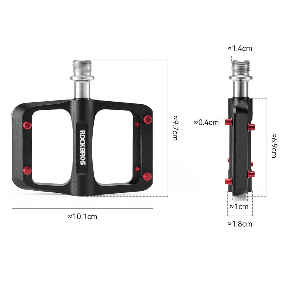 Rockbros BP2603 Platform Bicycle Pedals with Titanium Axle and Magnesium Alloy Bearings - Black