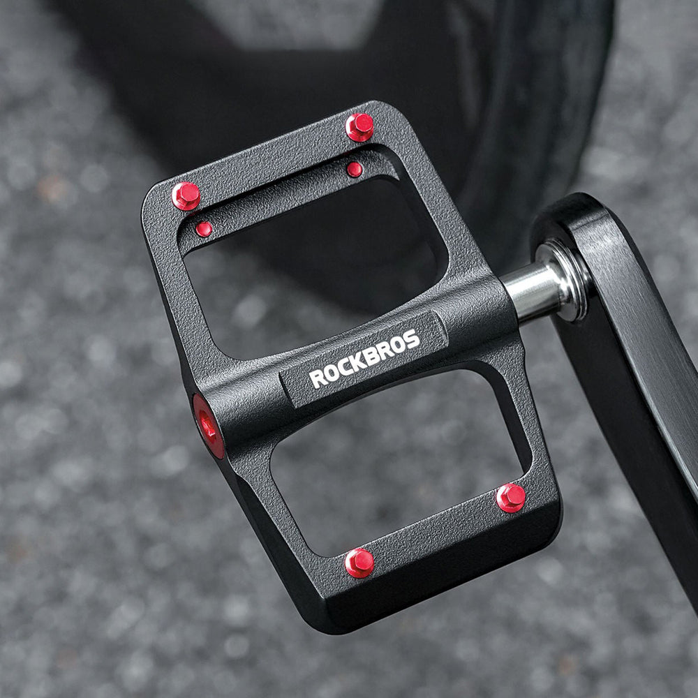 Rockbros BP2603 Platform Bicycle Pedals with Titanium Axle and Magnesium Alloy Bearings - Black