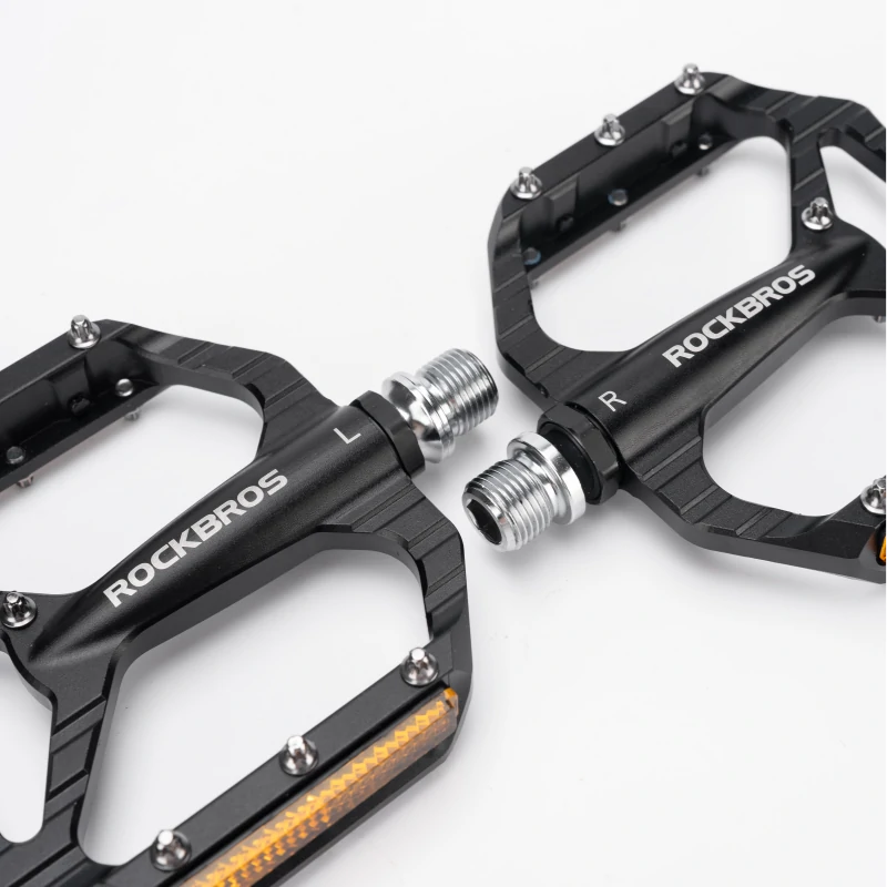 Rockbros C700 Reflective Aluminum Platform Bicycle Pedals - Black