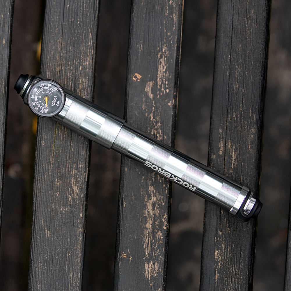 Rockbros HQ-67A-L03 Bicycle Pump with Pressure Gauge - Silver