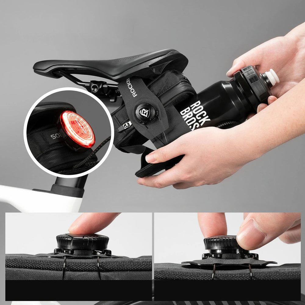 Rockbros P010 0.2L Bike Saddle Bag with 0.6L Bottle Holder - Black