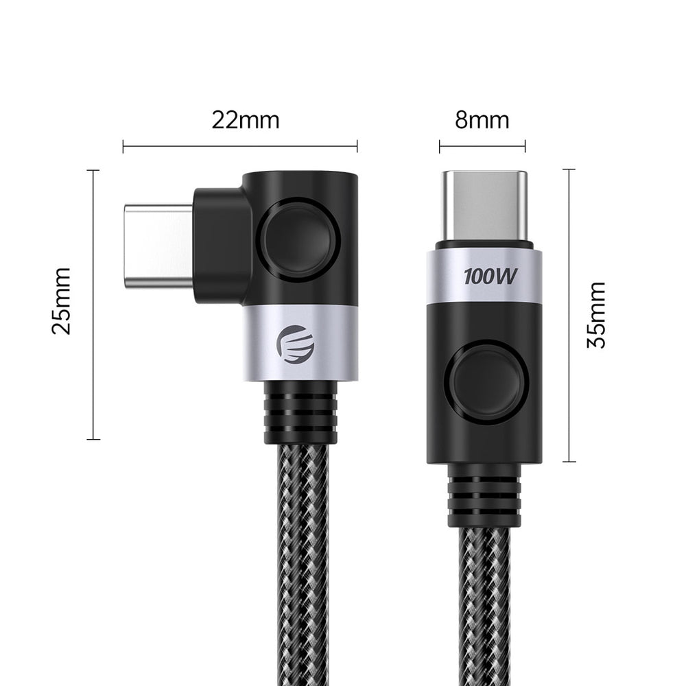 Orico C2CWT USB-C to USB-C PD Angled Cable 100W 20Gbps 4K 60Hz 2m - Black
